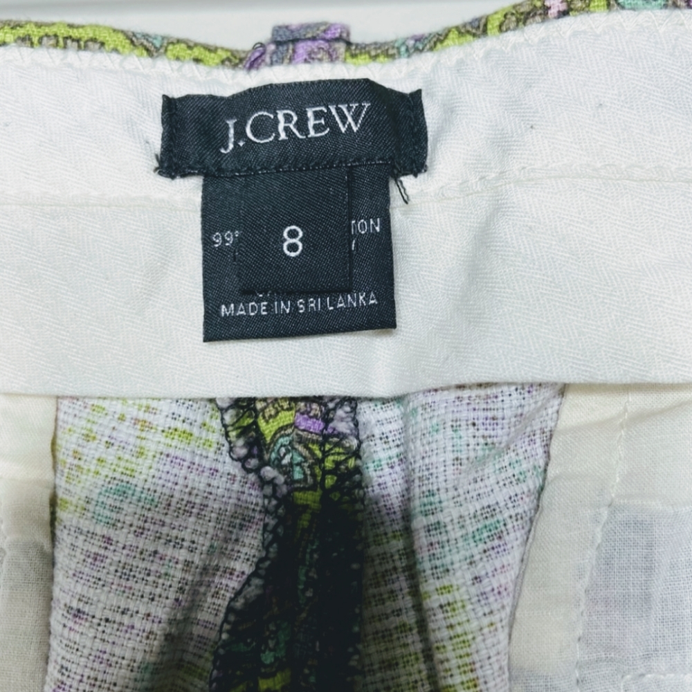 J. Crew Print Capri Pants - Sovereign Paisley Lilac Chartreuse Office Ankle - Picture 7 of 9